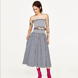 Zara Two Piece Set Gingham Navy